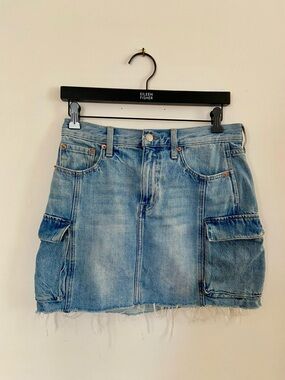 EUC Pistola Light Blue Denim Cargo Mini Skirt 27